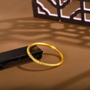 999.9足金古法典雅祥瑞花卉固口手鐲